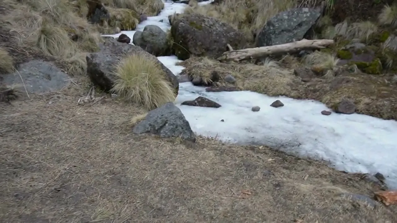 El arroyo congelado frente a la cascada